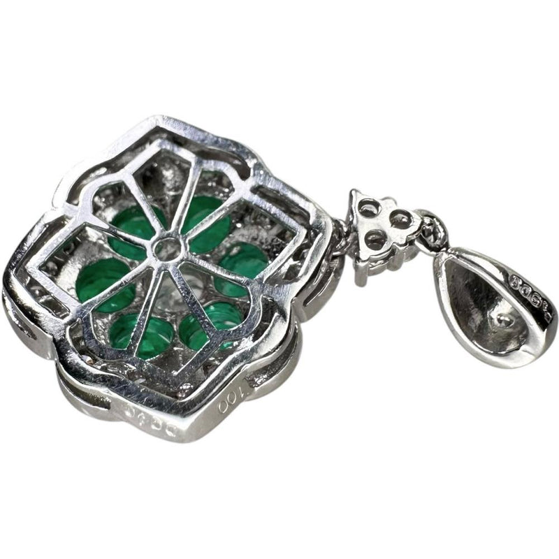エメラルド 計1.00ct ダイヤモンド 計0.40ct ペンダントトップ Pt900プラチナ 5.8g レディース 【中古】【真子質店】【NN】 【MoIK】