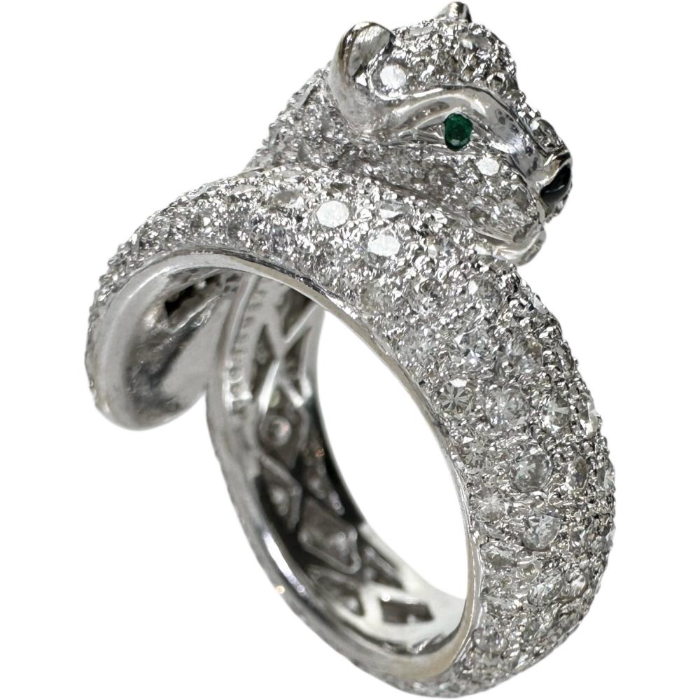 14.5号 豹/パンサーモチーフ エメラルド 0.02ct ダイヤモンド