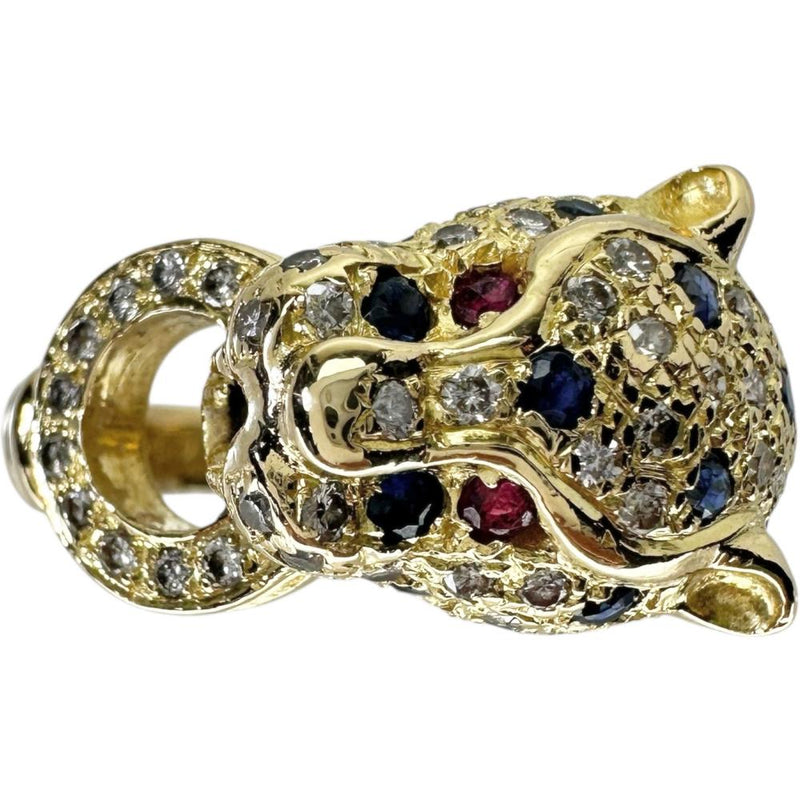 15.5号 パンサー/豹デザイン サファイア 0.65ct ルビー ダイヤモンド 0.55ct リング・指輪 K18ゴールド 18金 8.1g レディース 【中古】【真子質店】【NN】 【IIxx】