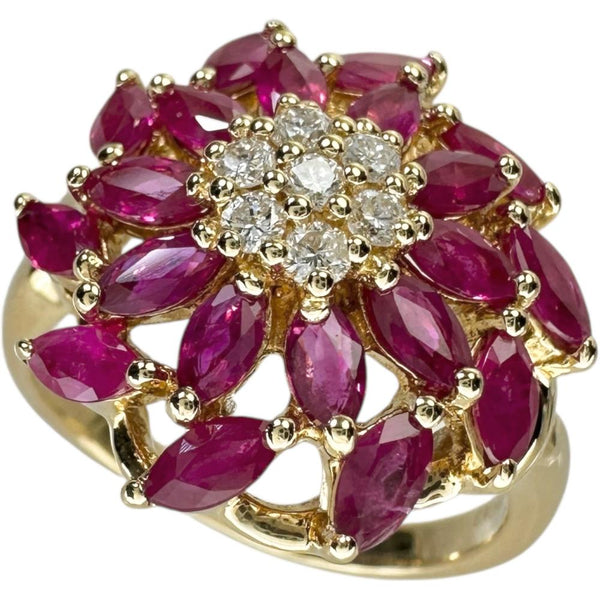 13.5号 ルビー 2.00ct ダイヤモンド 0.18ct リング・指輪 K18ゴールド 18金 7.0g レディース 【中古】【真子質店】【NN】 【STD】