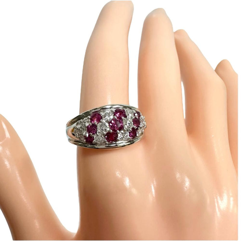 14.5号 ルビー 計0.76ct ダイヤモンド 計0.65ct リング・指輪 Pt900プラチナ 9.3g レディース 【中古】【真子質店】【NN】 【KST】