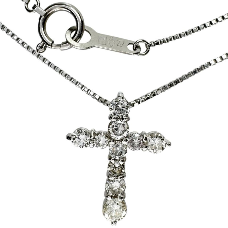 クロスモチーフ ダイヤモンド 0.50ct ネックレス Pt850プラチナ/Pt900プラチナ 3.3g 40cm レディース 【中古】【真子質店】【NN】 【MaMax】