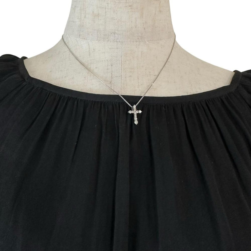 クロスモチーフ ダイヤモンド 0.50ct ネックレス Pt850プラチナ/Pt900プラチナ 3.3g 40cm レディース 【中古】【真子質店】【NN】 【MaMax】