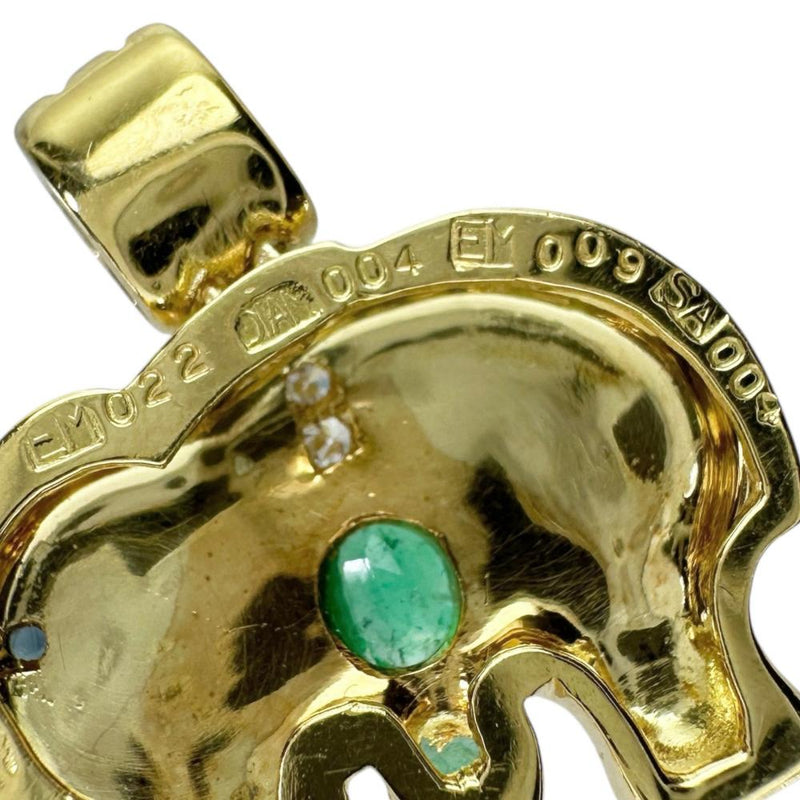 象/ゾウモチーフ エメラルド 0.22/0.09ct サファイア ダイヤモンド 0.04ct ペンダントトップ K18ゴールド 18金 6.2g レディース 【中古】【真子質店】【NN】 【MiID】