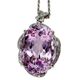 クンツァイト 23.76ct ダイヤモンド 計0.32ct ネックレス K18WGホワイトゴールド 18金 12.9g 46.5cm レディース 【中古】【真子質店】【NN】 【IMaTx】