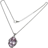 クンツァイト 23.76ct ダイヤモンド 計0.32ct ネックレス K18WGホワイトゴールド 18金 12.9g 46.5cm レディース 【中古】【真子質店】【NN】 【IMaTx】