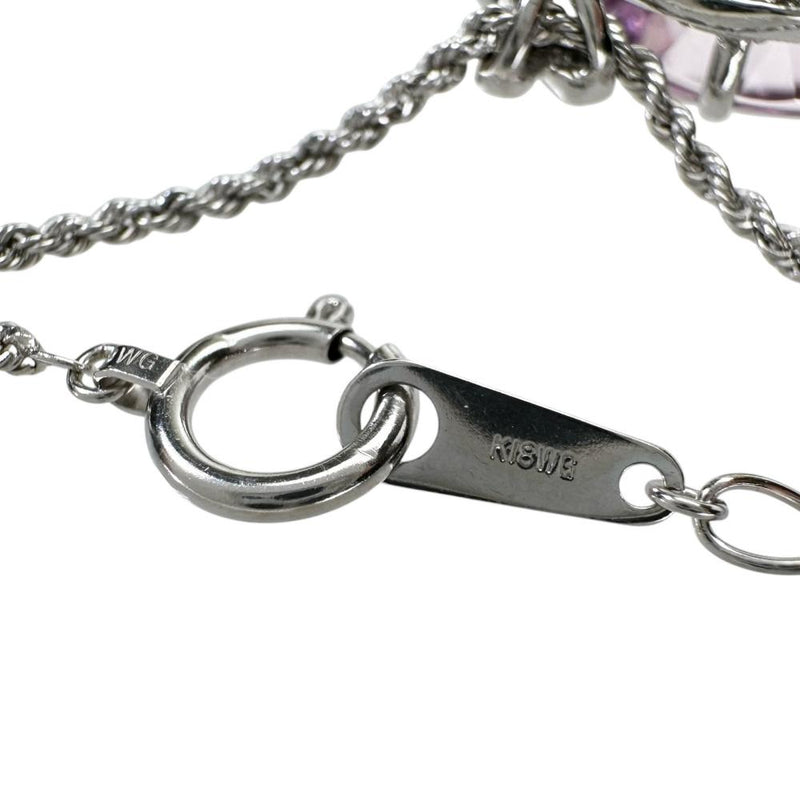 クンツァイト 23.76ct ダイヤモンド 計0.32ct ネックレス K18WGホワイトゴールド 18金 12.9g 46.5cm レディース 【中古】【真子質店】【NN】 【IMaTx】
