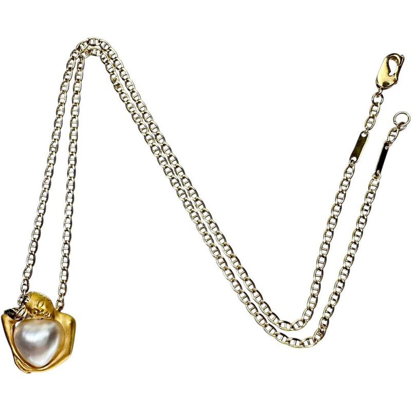 【Carrera y Carrera/カレライカレラ】 女性モチーフ ハートモチーフ マベパール ネックレス K18ゴールド 18金 11.6g 45cm レディース 【中古】【真子質店】【BL】 【IMoSMo】
