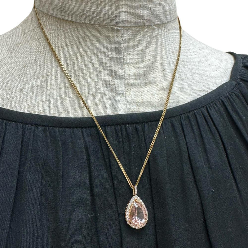 モルガナイト 4.74ct ダイヤモンド 0.50ct ペンダントトップ K18ゴールド 18金 3.7g レディース 【中古】【真子質店】【NN】 【KKx】