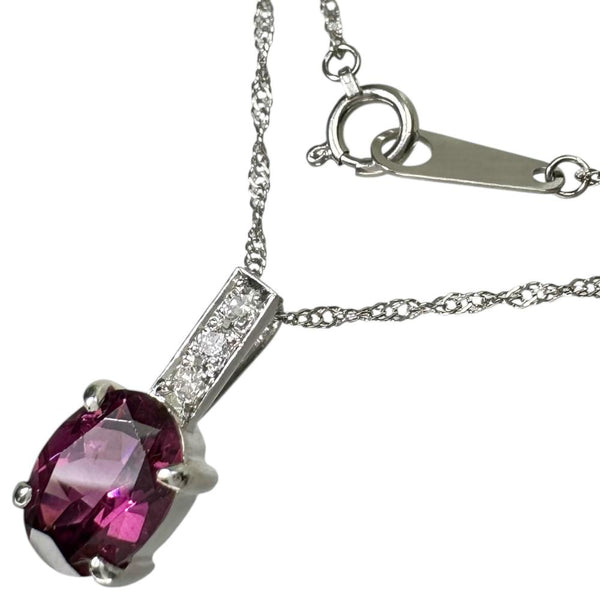 ロードライトガーネット ダイヤモンド 0.06ct ネックレス Pt900プラチナ/Pt850プラチナ 3.7g 40cm レディース 【中古】【真子質店】【NN】 【TDT】