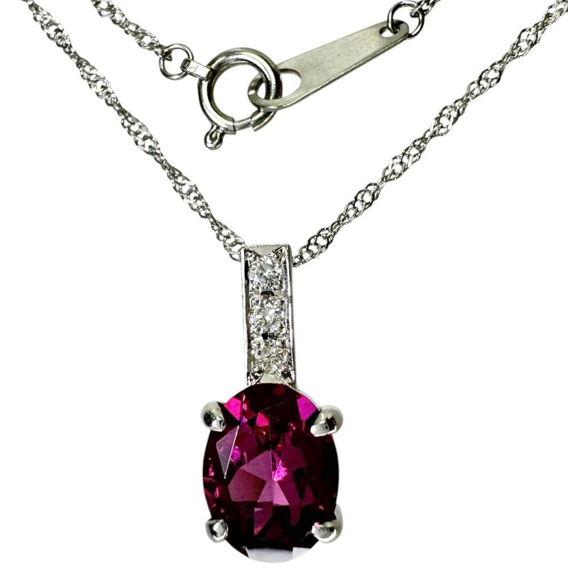 ロードライトガーネット ダイヤモンド 0.06ct ネックレス Pt900プラチナ/Pt850プラチナ 3.7g 40cm レディース 【中古】【真子質店】【NN】 【TDT】