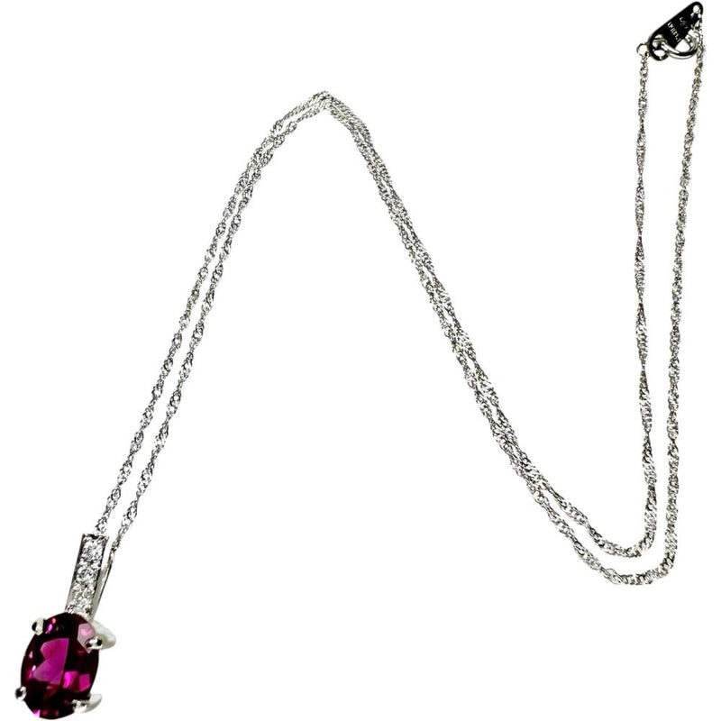 ロードライトガーネット ダイヤモンド 0.06ct ネックレス Pt900プラチナ/Pt850プラチナ 3.7g 40cm レディース 【中古】【真子質店】【NN】 【TDT】