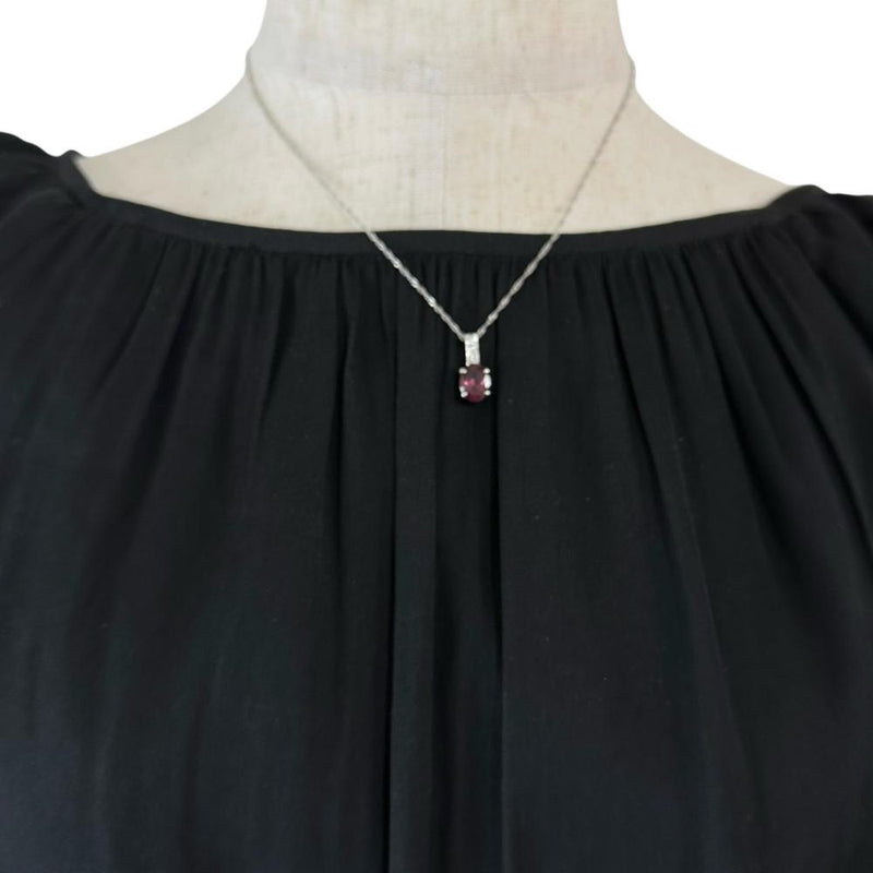 ロードライトガーネット ダイヤモンド 0.06ct ネックレス Pt900プラチナ/Pt850プラチナ 3.7g 40cm レディース 【中古】【真子質店】【NN】 【TDT】