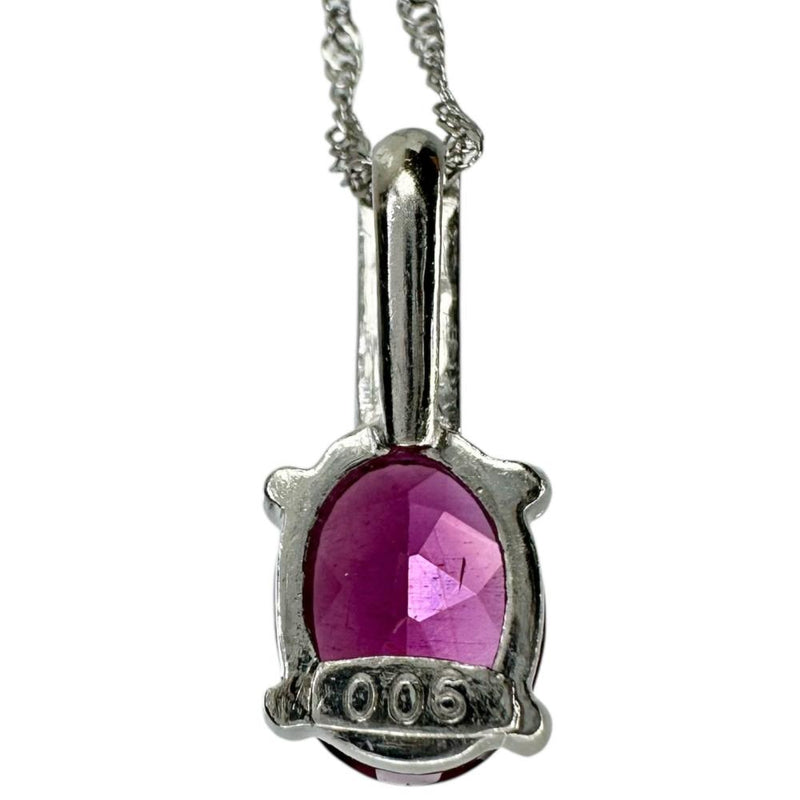 ロードライトガーネット ダイヤモンド 0.06ct ネックレス Pt900プラチナ/Pt850プラチナ 3.7g 40cm レディース 【中古】【真子質店】【NN】 【TDT】