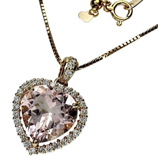 モルガナイト 3.22ct ダイヤモンド 計0.31ct ネックレス K18ゴールド 18金 5.0g 45.5cm レディース 【中古】【真子質店】【NN】 【KKMo】