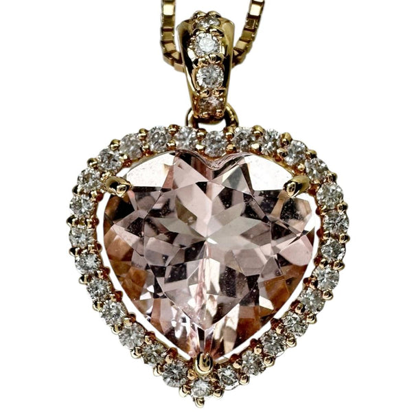 モルガナイト 3.22ct ダイヤモンド 計0.31ct ネックレス K18ゴールド 18金 5.0g 45.5cm レディース 【中古】【真子質店】【NN】 【KKMo】