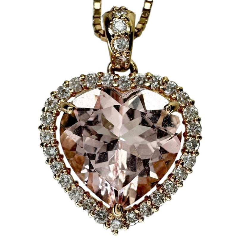 モルガナイト 3.22ct ダイヤモンド 計0.31ct ネックレス K18ゴールド 18金 5.0g 45.5cm レディース 【中古】【真子質店】【NN】 【KKMo】