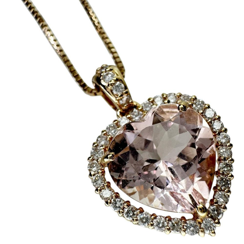 モルガナイト 3.22ct ダイヤモンド 計0.31ct ネックレス K18ゴールド 18金 5.0g 45.5cm レディース 【中古】【真子質店】【NN】 【KKMo】