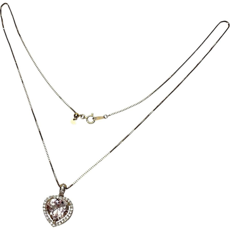 モルガナイト 3.22ct ダイヤモンド 計0.31ct ネックレス K18ゴールド 18金 5.0g 45.5cm レディース 【中古】【真子質店】【NN】 【KKMo】