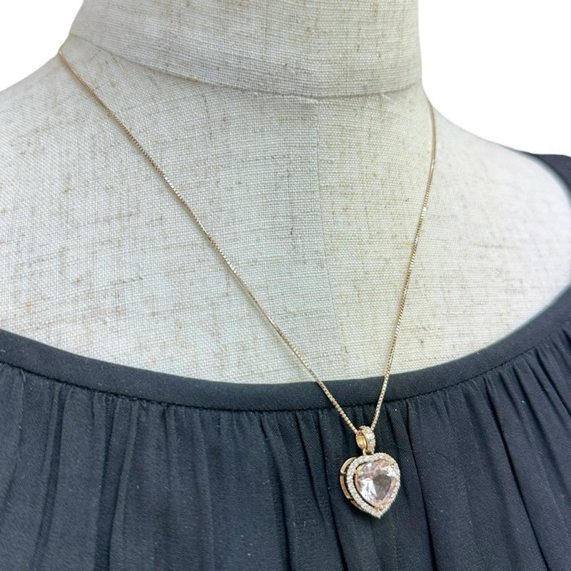 モルガナイト 3.22ct ダイヤモンド 計0.31ct ネックレス K18ゴールド 18金 5.0g 45.5cm レディース 【中古】【真子質店】【NN】 【KKMo】