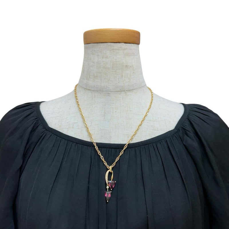 ロードライトガーネット 5.05ct ダイヤモンド 0.13ct ネックレス K18ゴールド 18金 15.5g 50cm レディース 【中古】【真子質店】【NN】 【ISTMo】