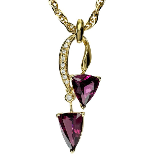 ロードライトガーネット 5.05ct ダイヤモンド 0.13ct ネックレス K18ゴールド 18金 15.5g 50cm レディース 【中古】【真子質店】【NN】 【ISTMo】