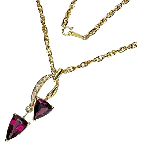 ロードライトガーネット 5.05ct ダイヤモンド 0.13ct ネックレス K18ゴールド 18金 15.5g 50cm レディース 【中古】【真子質店】【NN】 【ISTMo】