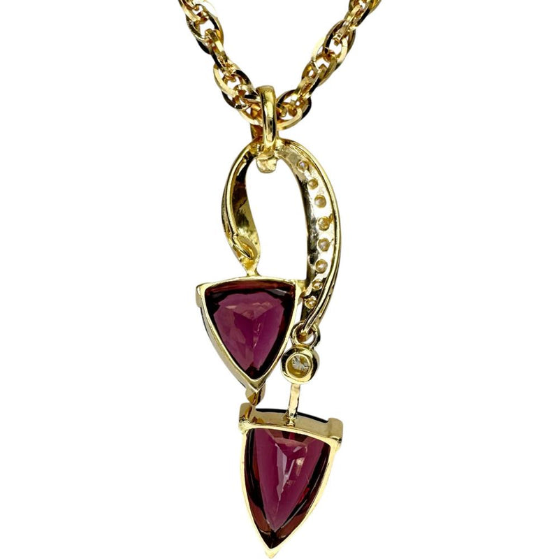 ロードライトガーネット 5.05ct ダイヤモンド 0.13ct ネックレス K18ゴールド 18金 15.5g 50cm レディース 【中古】【真子質店】【NN】 【ISTMo】