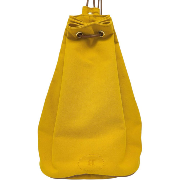 【HERMES/エルメス】 ポロションミミルPM 巾着バッグ ショルダーバッグ コットンキャンバス/レザー イエロー/ブラウンレザーストラップ レディース【中古】【真子質店】【BL】 【IMix】