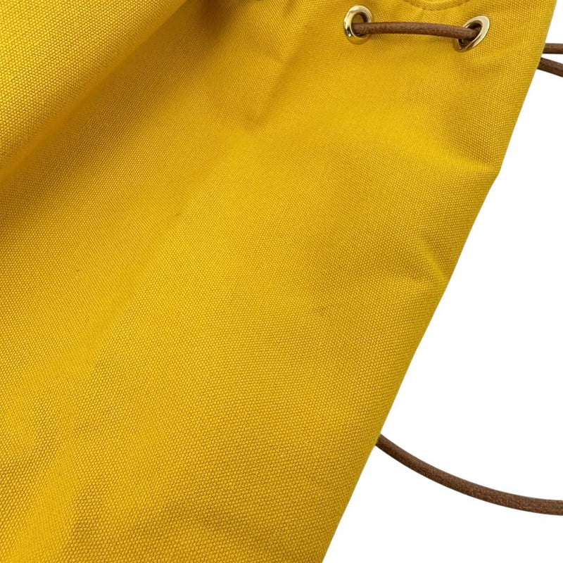 【HERMES/エルメス】 ポロションミミルPM 巾着バッグ ショルダーバッグ コットンキャンバス/レザー イエロー/ブラウンレザーストラップ レディース【中古】【真子質店】【BL】 【IMix】