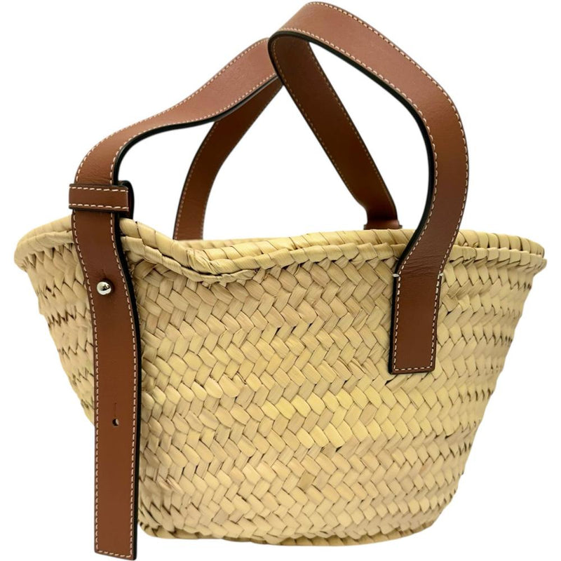 【LOEWE/ロエベ】 バスケットバッグ スモール ハンドバッグ ラフィア/レザー ベージュラフィア/ブラウンレザー レディース【中古】【真子質店】【BL】 【DDx】