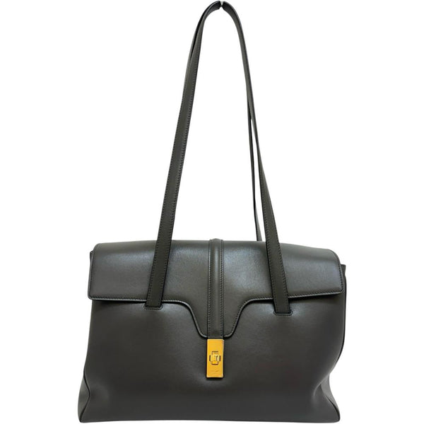 【CELINE/セリーヌ】 セーズ ソフト16 ミディアム 195543 ショルダーバッグ レザー グレーレザー/ゴールド金具 レディース【中古】【真子質店】【BL】 【IMixx】