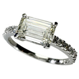 12.5号 エメラルドカットダイヤモンド(L-SI2) 1.020ct リング・指輪 Pt900プラチナ 3.0g レディース 【中古】【真子質店】【NN】 【IKYx】