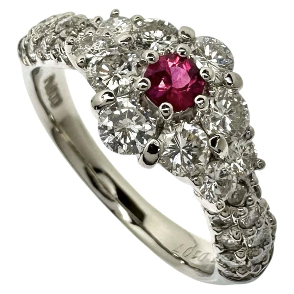 12号 ルビー 0.13ct ダイヤモンド 計1.07ct リング・指輪 Pt900プラチナ 5.9g レディース 【中古】【真子質店】【NN】 【KKx】