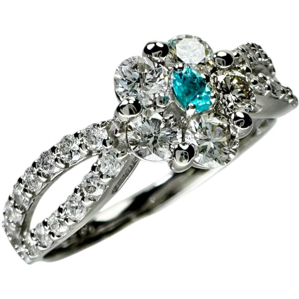 12号 パライバトルマリン 0.02ct ダイヤモンド 0.69ct リング・指輪 Pt950プラチナ 3.5g レディース 【中古】【真子質店】【NN】 【KTY】