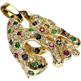 パンサー ヒョウモチーフ エメラルド/ルビー/サファイヤ 1.60ct ダイヤモンド 1.00ct ペンダントトップ K18ゴールド 18金 9.6g レディース 【中古】【真子質店】【NN】 【IDMax】