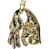 パンサー ヒョウモチーフ エメラルド/ルビー/サファイヤ 1.60ct ダイヤモンド 1.00ct ペンダントトップ K18ゴールド 18金 9.6g レディース 【中古】【真子質店】【NN】 【IDMax】