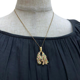 パンサー ヒョウモチーフ エメラルド/ルビー/サファイヤ 1.60ct ダイヤモンド 1.00ct ペンダントトップ K18ゴールド 18金 9.6g レディース 【中古】【真子質店】【NN】 【IDMax】