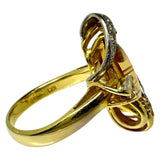 12.5号 シトリン ダイヤモンド 計0.44ct リング・指輪 K18ゴールド 18金/Pt900プラチナ 8.8g レディース 【中古】【真子質店】【NN】 【SxT】