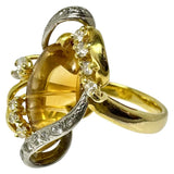 12.5号 シトリン ダイヤモンド 計0.44ct リング・指輪 K18ゴールド 18金/Pt900プラチナ 8.8g レディース 【中古】【真子質店】【NN】 【SxT】