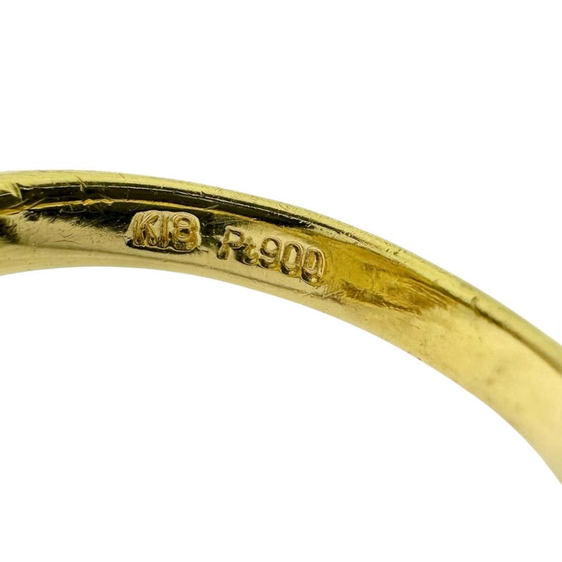12.5号 シトリン ダイヤモンド 計0.44ct リング・指輪 K18ゴールド 18金/Pt900プラチナ 8.8g レディース 【中古】【真子質店】【NN】 【SxT】