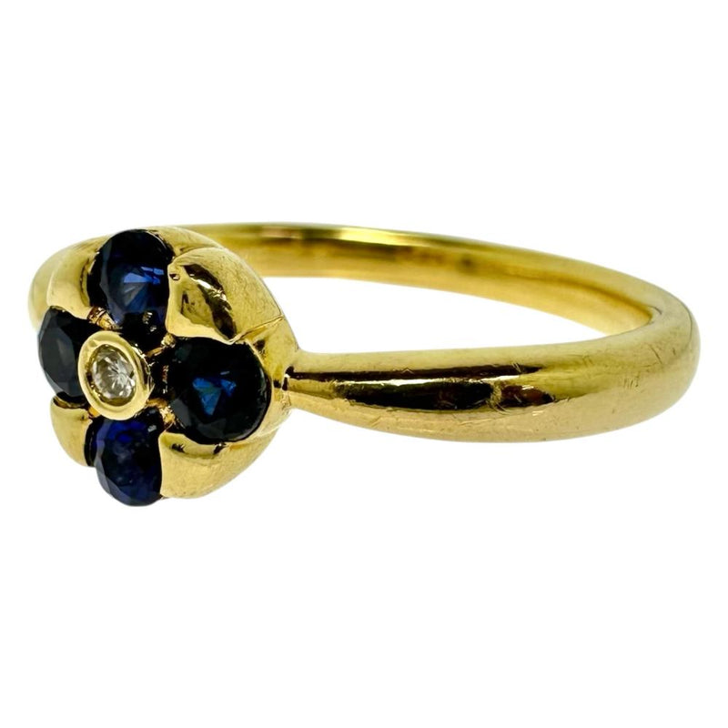 11号 サファイア 計0.33ct ダイヤモンド 0.11ct リング・指輪 K18ゴールド 18金 3.4g レディース 【中古】【真子質店】【NN】 【DYT】
