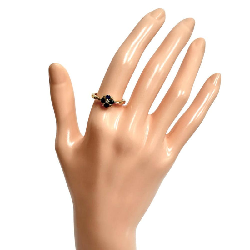 11号 サファイア 計0.33ct ダイヤモンド 0.11ct リング・指輪 K18ゴールド 18金 3.4g レディース 【中古】【真子質店】【NN】 【DYT】