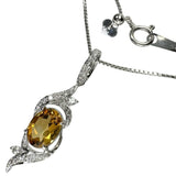 シトリン ダイヤモンド 0.17ct ネックレス K18WGホワイトゴールド 18金 4.6g 45cm レディース 【中古】【真子質店】【NN】 【MoSD】