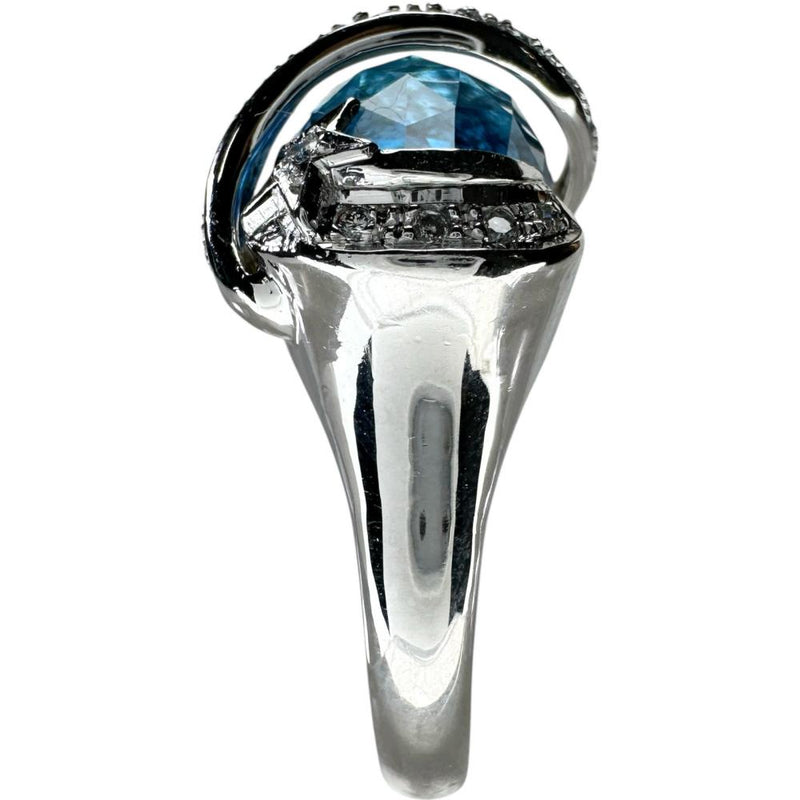 16.5号 ブルートパーズ 7.70ct ダイヤモンド 0.14ct リング・指輪 K18WGホワイトゴールド 18金 8.4g レディース 【中古】【真子質店】【NN】 【STD】