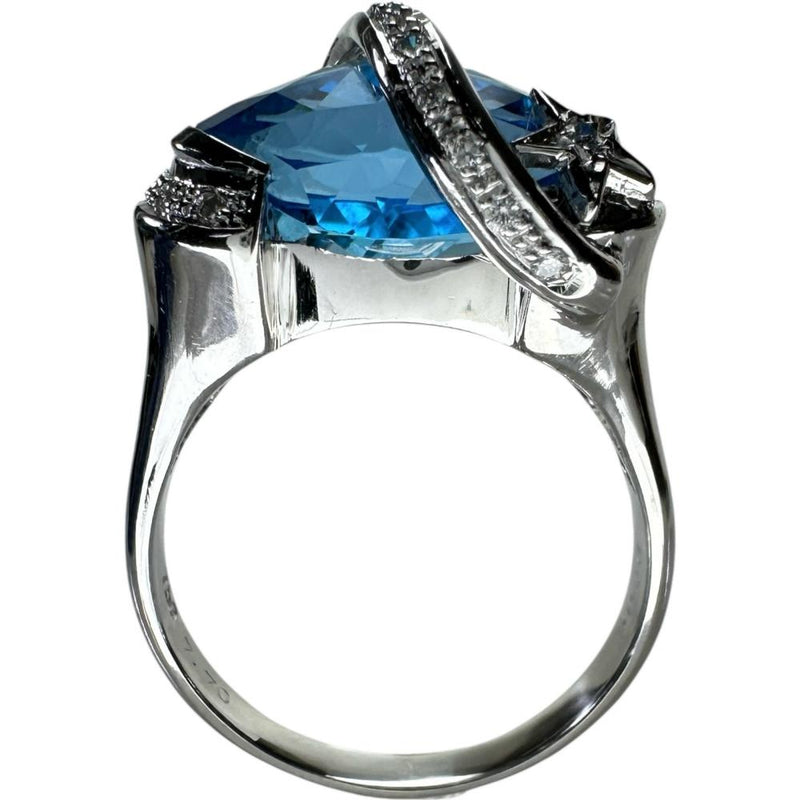 16.5号 ブルートパーズ 7.70ct ダイヤモンド 0.14ct リング・指輪 K18WGホワイトゴールド 18金 8.4g レディース 【中古】【真子質店】【NN】 【STD】