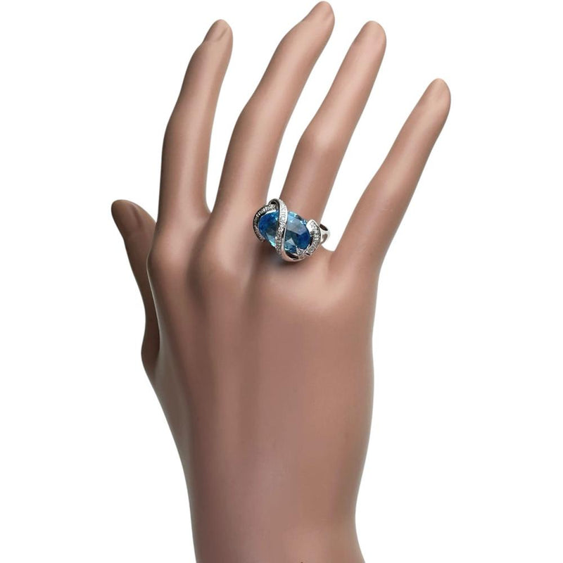 16.5号 ブルートパーズ 7.70ct ダイヤモンド 0.14ct リング・指輪 K18WGホワイトゴールド 18金 8.4g レディース 【中古】【真子質店】【NN】 【STD】