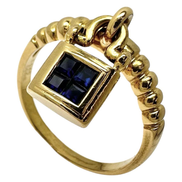 18号 サファイア 計0.40ct ダイヤモンド 計0.08ct リング・指輪 K18ゴールド 18金 6.3g レディース 【中古】【真子質店】【NN】 【MiID】