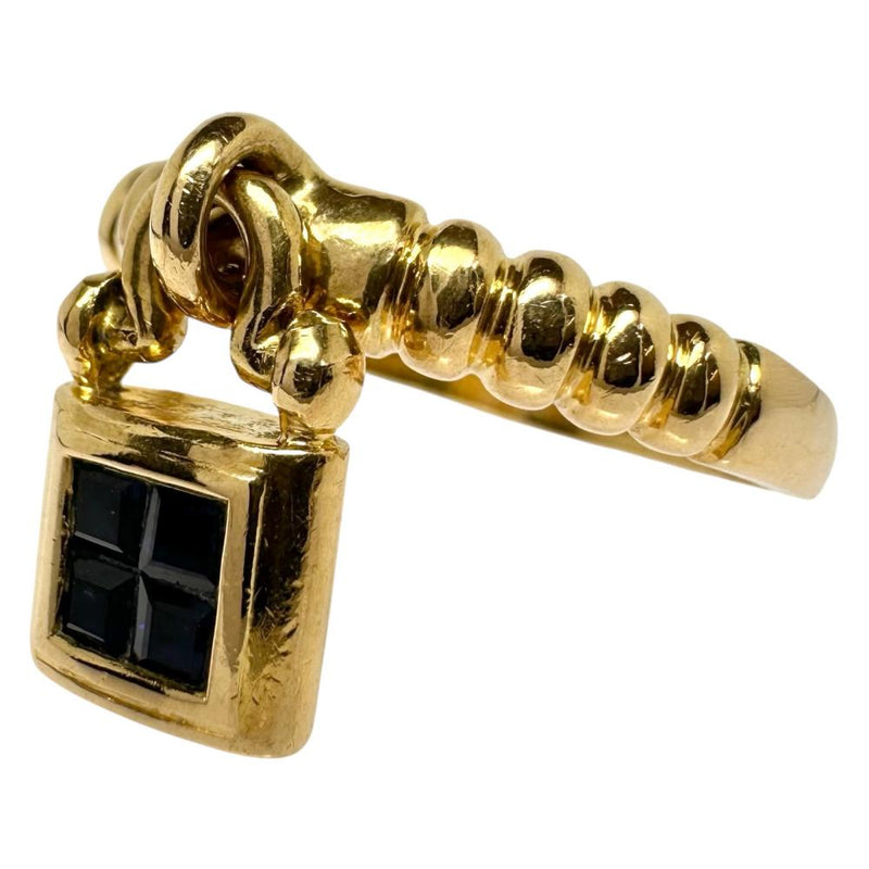 18号 サファイア 計0.40ct ダイヤモンド 計0.08ct リング・指輪 K18ゴールド 18金 6.3g レディース 【中古】【真子質店】【NN】 【MiID】