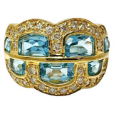 18号 ブルートパーズ 計2.72ct ダイヤモンド 計0.39ct リング・指輪 K18ゴールド 18金 8.3g レディース 【中古】【真子質店】【NN】 【IxMiS】